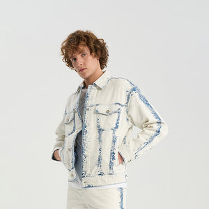 
[Couple Style] RARE Men's Spring and Summer Curl Jacquard Micro Wide Denim Jacket
