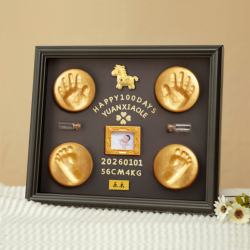 Baby Hand and Foot Print Clay Photo Frame, Birth Baby Handprint Keepsake, Full Month Commemorative Hand and Foot Print, 100 Days and First Birthday Hand and Foot Print