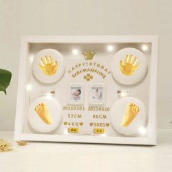 Twin baby hand and foot print photo frame souvenirs