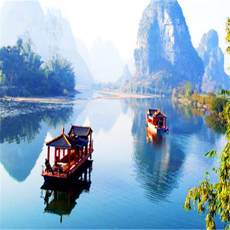 桂林纯玩4天3晚全新桂林古东瀑布象鼻山三星船游大漓江遇龙河竹筏