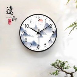 Creative Ink Landscape Wall Clock, New Chinese Style Living Room, Dining Room, Bedroom Decoration, Silent Clock, Wall Clock, Wall Decoration