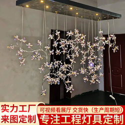 Stairwell Flowers Tree Branch Crystal Chandelier Empty Dining Living Room Creative Villa Club Crystal Lights Customized Lights