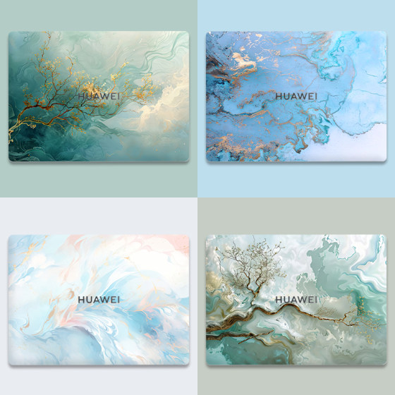 
Marble style computer sticker blue emerald green notebook film suitable for Huawei, Xiaomi, ASUS, HP, Lenovo, Dell shell protective film full set of glue-free office simple decoration accessories