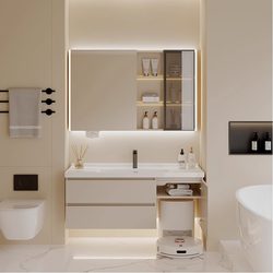 Cream style sweeper base station storage ceramic integrated basin bathroom cabinet bathroom washbasin washbasin washstand
