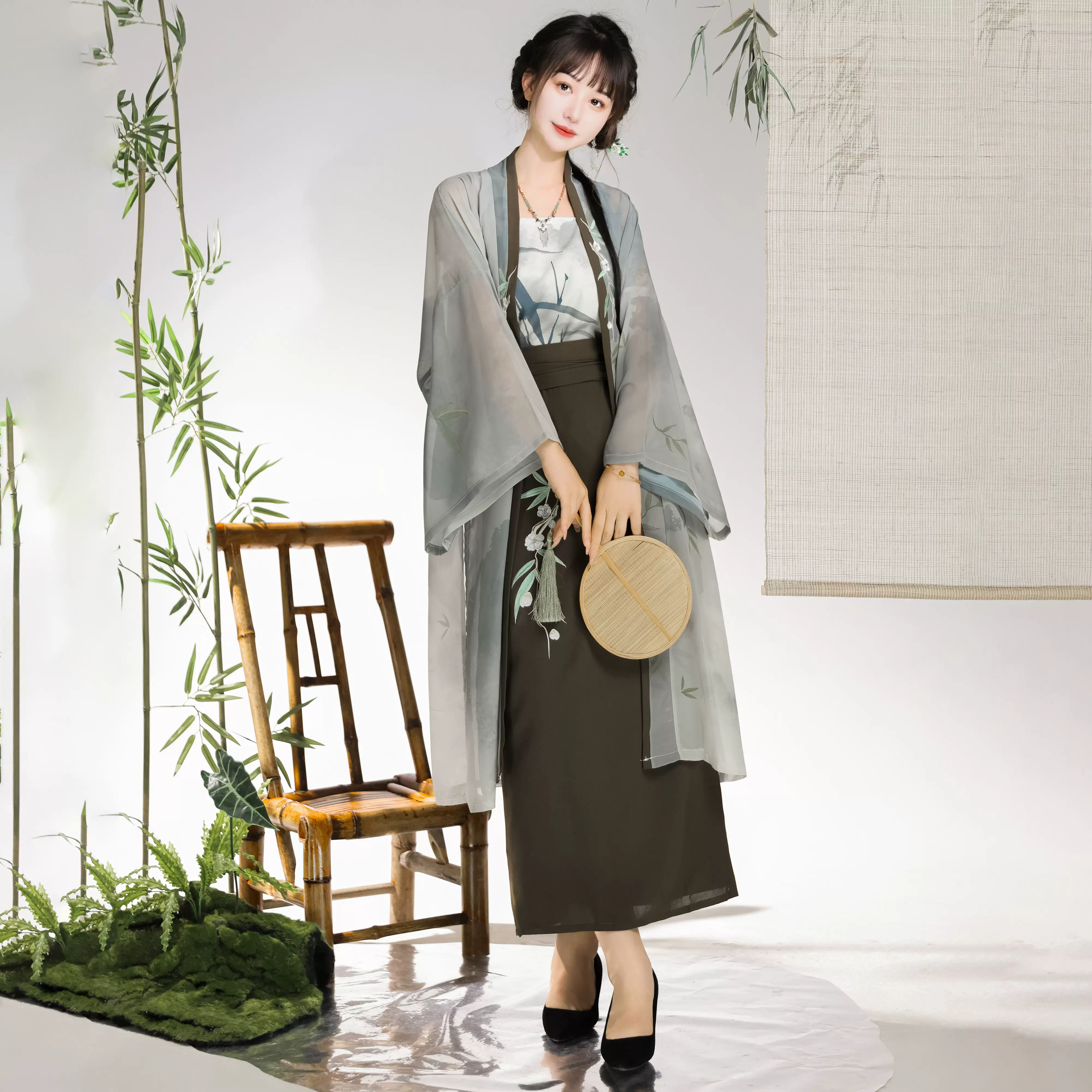 竹声声 长干寺褙子 刺繍入り 新中式 改良 ひろかっ 日常 