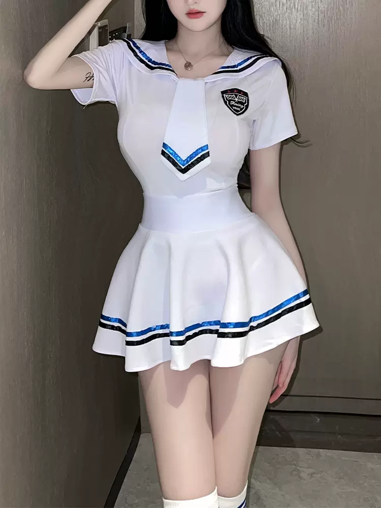 趣情内衣jk制服纯欲小个子学生性感辣妹qqny女免脱白色水手服套装