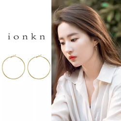 The Story of the Rose Liu Yifei's Same Style Earrings 2026 New Popular High-End Plain Hoop Earrings European and American Style Earrings