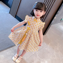 Girls' Dress Summer 2026 New Floral Dress Cheongsam Dress Toddler Girl Baby Children's Summer Dress Hanfu Dress