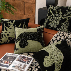 Retro Chenille Throw Pillow for Sofa, Living Room Cushion, Backrest Pad, High-End Feel, Bed Lumbar Pillow Cover, Light Luxury, Without Insert