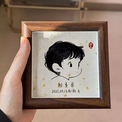 Baby Hair Keepsake LAOSHU Baby Storage Newborn Photo Frame Full Moon DIY Wooden Glass Tabletop Display