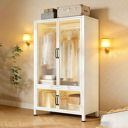 Metal Steel Wardrobe, Floor-Standing, Easy-To-Assemble, Wall-Mounted Storage Cabinet, Household Coat Rack, Formaldehyde-Free, Large-Capacity Wardrobe