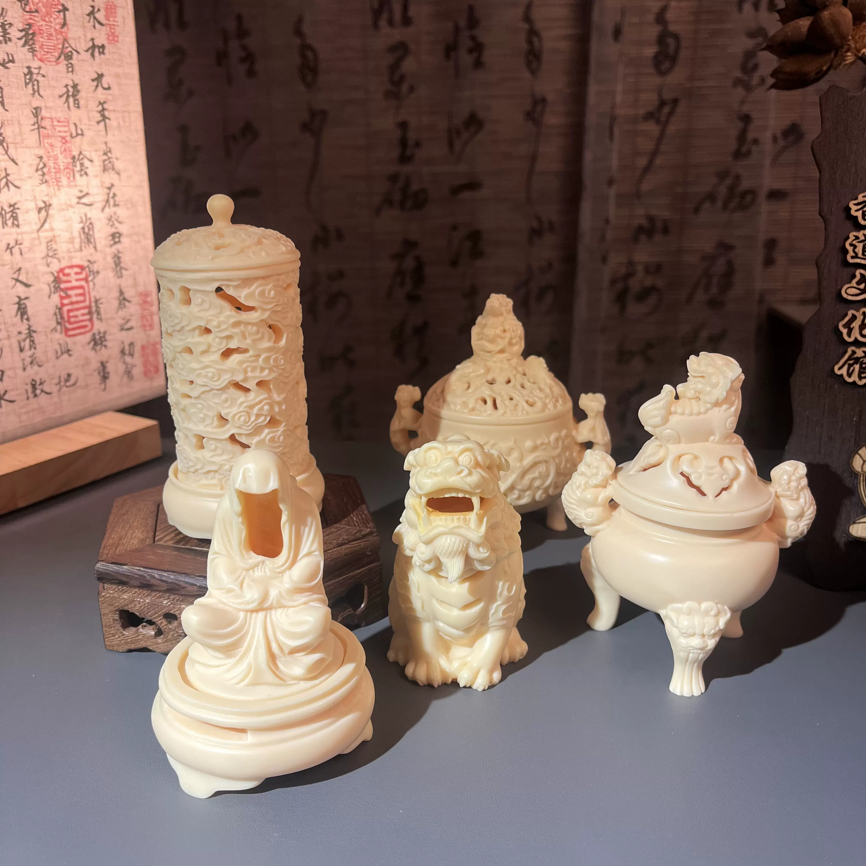 象牙果 九尾狐盤香炉 薫香炉 茶室禅意薫香炉 装飾品