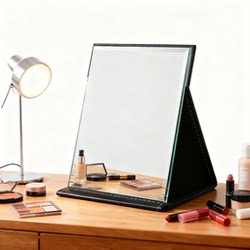 Desktop Makeup Mirror, Tabletop Home Dressing Mirror, Portable Foldable Mirror, Beauty Mirror, Black Frame, High-Definition Square Mirror