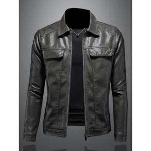 
Autumn and winter trendy European and American lapel leather jackets for men, new slim fit short jackets for men's motorcycles, casual youth business leather jackets