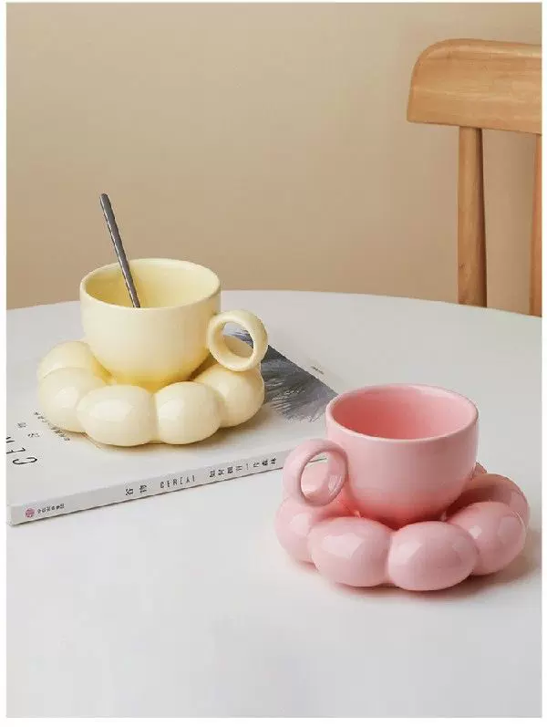 Ceramic Mug Cute Cloud Decorative Plate Coffee Cup Set - Temu