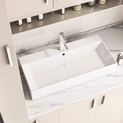 Countertop Washbasin Ceramic Integrated Single Basin Bathroom Balcony Small Size Household Artistic Basin Square Basin