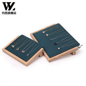
Bamboo wood jewelry necklace display stand horizontal counter jewelry holder pendant bracelet bracelet glasses display