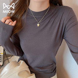 Catman Small Stand-Up Collar Inner Layering Shirt for Women, Modal Half-High Collar, Autumn and Winter Regular Shoulder Long-Sleeve T-Shirt, 2024 New Model