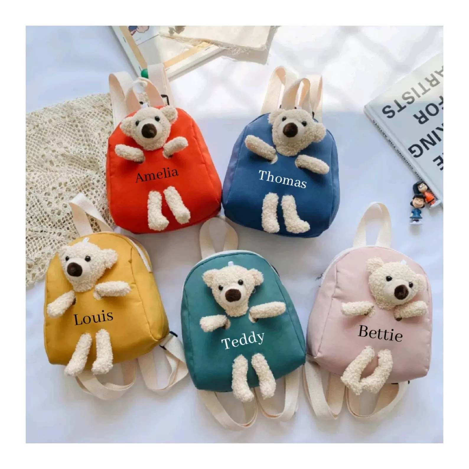 Personalised Children's Bear Backpack Custom Any Name Plush