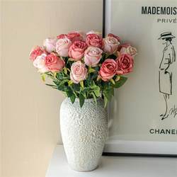 High-end rose artificial flowers, fake flower decorations, dried flower bouquets, living room table decorations, plastic flower silk flower decorations