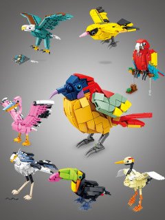 Men and girls intellectual assembly toys birds, animals, insects, small particles, building blocks ornaments for children's birthday gifts