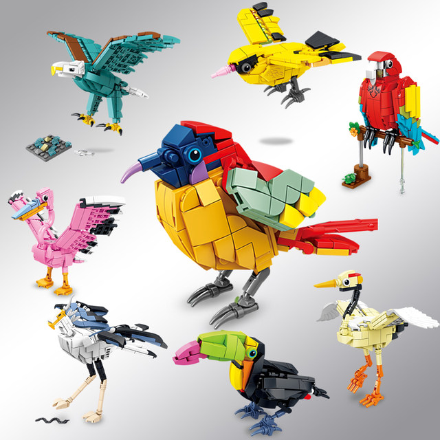 Men and girls intellectual assembly toys birds, animals, insects, small particles, building blocks ornaments for children's birthday gifts