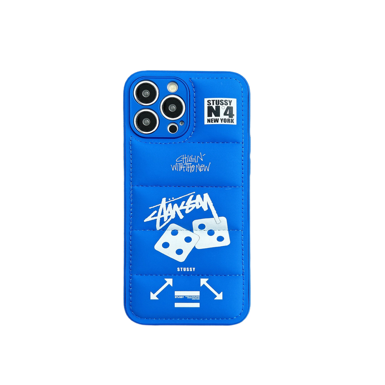 Stussy Trendy Fashionable Dice Graphic Blue Stitched Phone Case