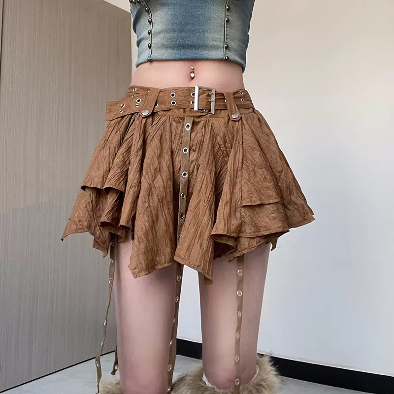 New American Ribbon Irregular Skirt新款美式飘带不规则半身裙-Taobao