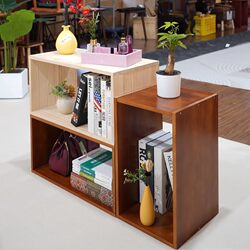 Japanese-Style Simple Solid Wood Grid Bookshelf Bookcase Bedroom Living Room Free Combination Storage Box Flower Stand Storage Organizer