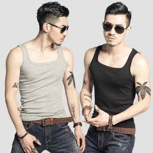 
Men's square collar I-shaped vest slim fit sports sweat-absorbing elastic pure cotton youth base running breathable quick-drying vest