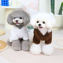 2022 cloth label bear four-legged fleece warm dog clothes autumn and winter teddy dog ​​pet clothing
