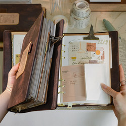 Cultural and Creative 120g Acid-Free Paper A5 Loose-Leaf Planner Blank Art Notebook Original Sketch Drawing Stamp Diary Japanese-Style Planner Detachable Exquisite High-Value Soft Cover