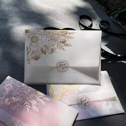 Bronzing flower sulfuric acid paper envelope translucent invitation universal invitation high-end exquisite card bag packaging can be customized