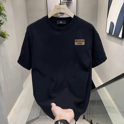 100% Cotton T-Shirt Men's Short Sleeve 2025 New Summer Trendy Brand Black Pure Cotton Clothing Youth T-Shirt
