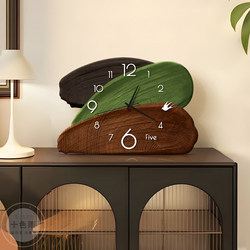 Vintage Desktop Clock, Green Retro Living Room Wall Clock, Artistic High-End Creative Silent Table Clock Painting