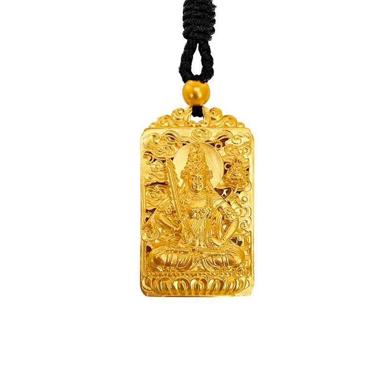 足金999本命佛吊坠黄金生肖佛牌实心纯金观音挂坠文殊菩萨黄金吊