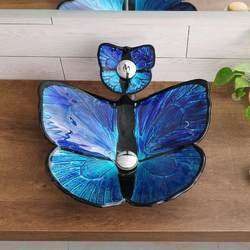 Nordic Light Luxury Pastoral Style Glass Countertop Basin Single Basin Bathroom Basin Butterfly-Shaped Artistic Personalized Wash Basin