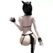 cosplay mèo đáng yêu Mèo Hầu Gái Áo Dài Lụa Đen Cosplay Nữ Đồng Phục Người Giúp Việc Cosplay Catwoman Trang Phục Bộ bộ cosplay mèo neko đen Cosplay mèo đen ren xuyên thấu sexy 