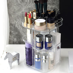 Rotating Cosmetic Storage Box, Transparent Acrylic Dormitory Desktop Skin Care Product Dressing Table Lipstick Organizer