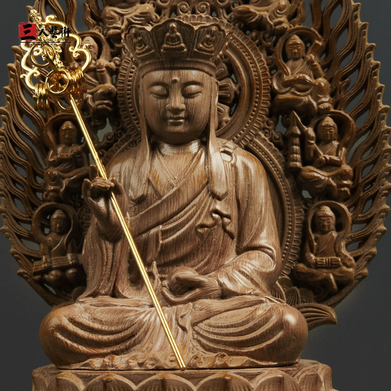 三人艺术沉香地藏王佛像手工木雕刻摆件弥勒佛观世音菩萨供奉-Taobao