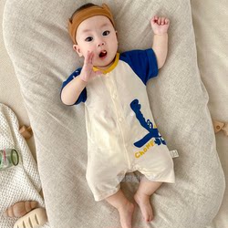 Baby Clothes for Boys, Short-Sleeved Jumpsuit, Summer Thin Half-Sleeved Cartoon Cute Super Adorable Crawling Suit, Pure Cotton Romper
