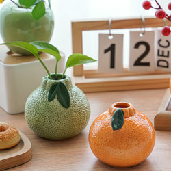 Emotionally Stabilizing Orange Ceramic Small Vase Ornament for Living Room Flower Arrangement Hydroponic Plants Fresh Flowers Green Radish Desktop Decoration