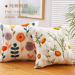 Chinese-Style Pastoral Light Luxury High-End Embroidered Sofa Nordic Living Room High-End Headboard Backrest Cushion Pillowcase Pillow