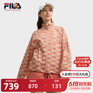 
FILA official women's woven jacket 2025 summer new fashionable full-print diamond chevron loose top