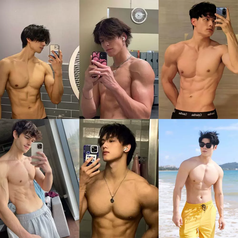 126张腹肌帅哥贴纸高颜值型男帅哥肌肉照装饰手