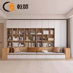 Sofa and Bookcase Integrated Living Room Wall Cabinet Bookcase Combination Multifunctional Home Use with Seating Area Bookshelf Background Cabinet Storage Cabinet