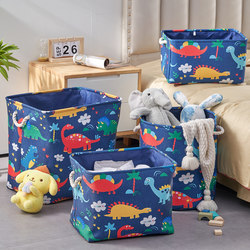 Children's Toy Storage Box with Dust-Proof Closure, Large Capacity Organizing Storage Basket, Fabric Dinosaur Cartoon Thickened Storage Bag