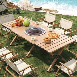 Outdoor Camping Table, Foldable Egg Roll Table, Barbecue Integrated, Portable Picnic Table, Suitable for Small Households, Camping, and Tea Brewing