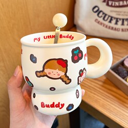 Japanese Breakfast Milk Brewing Cup Ceramic Mug Cute Couple Drinking Cup Home Dormitory High Aesthetic Value Coffee Cup