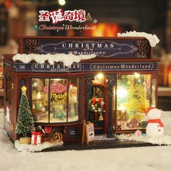 Jiate DIY Christmas Wonderland Little House Handmade Wooden Assembly Model Creative Christmas Gift for Girlfriend